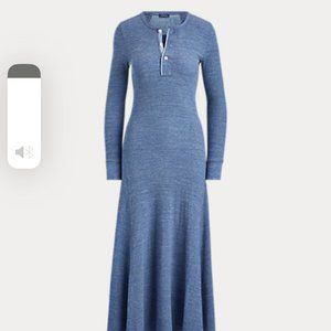 Blue Heather Waffle Knit Maxi Dress